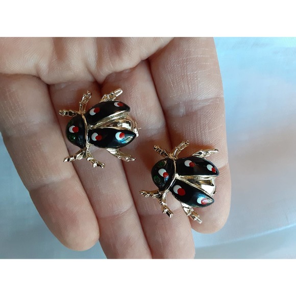 Beatles brooches, Gemstone eyes, Vintage, matching, bug brooch, matching pins - Picture 3 of 8